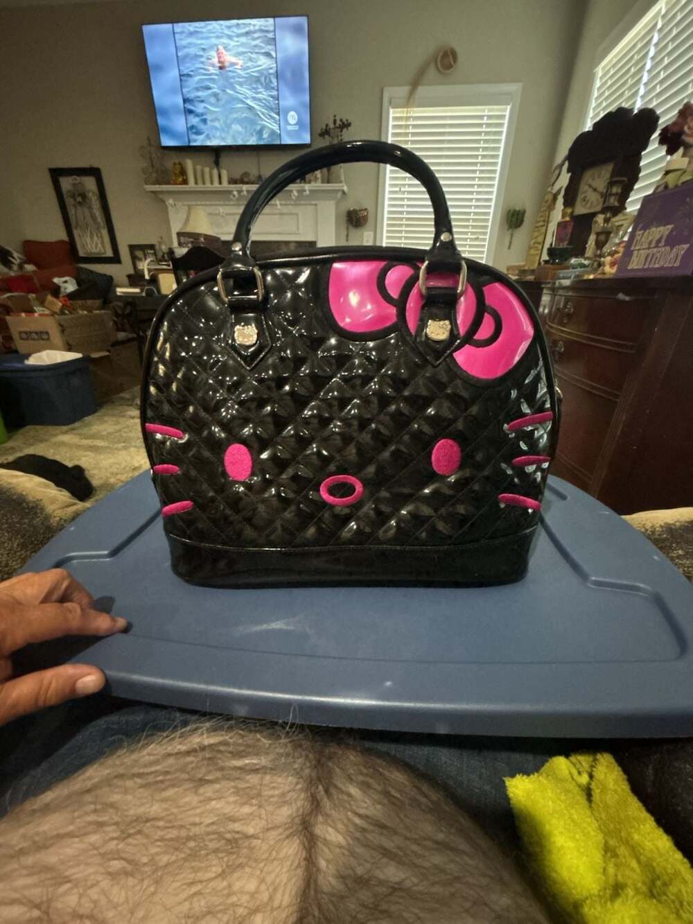 Hello Kitty Loungefly Sanrio Black Quilted Patent Leather Pink Bow Dome Satchel